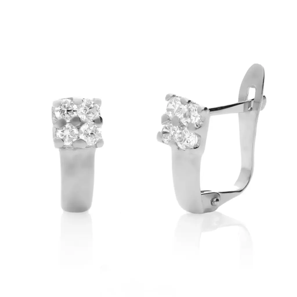 Pendientes Catalán Circonitas Oro Blanco