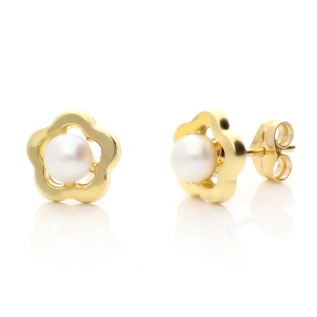 Pendientes Presión Perla Flor