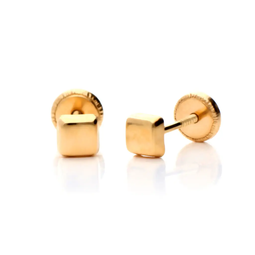 Pendientes Tuerca Cuadrado Liso