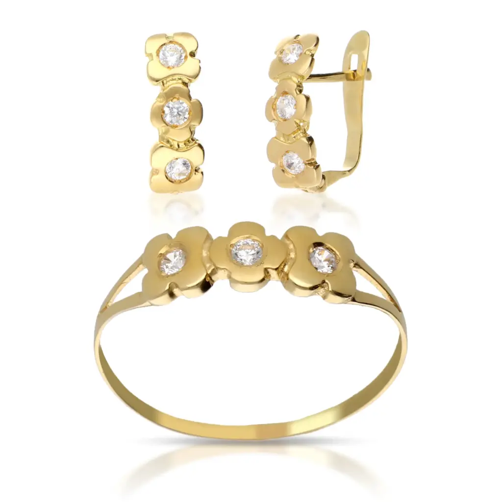 Juego Catalán Circonitas Oro Amarillo 