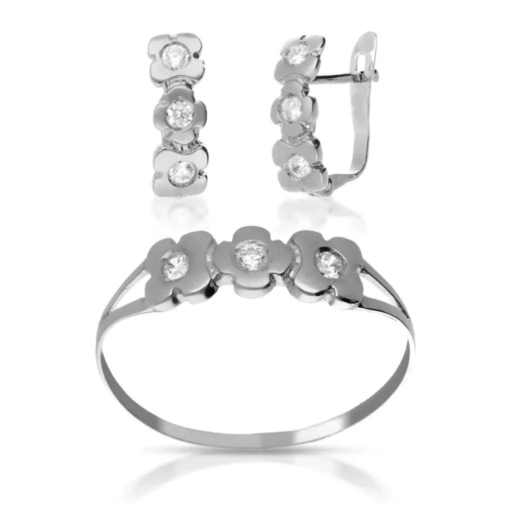 Juego Catalán Circonitas Oro Blanco