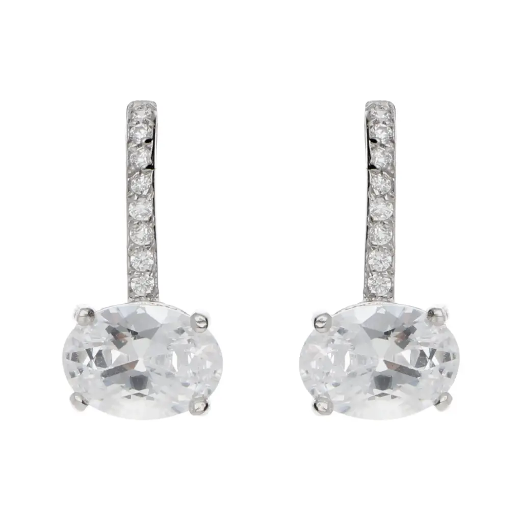 Pendientes Presión Circonitas Oro Blanco