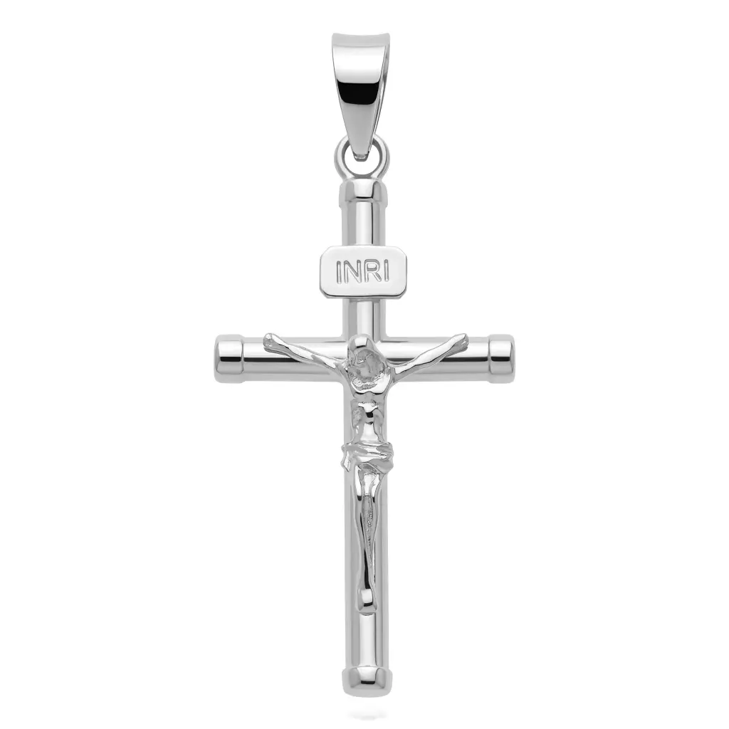 Cruz Cristo Fundición Tubo 2,5 mm Oro Blanco 