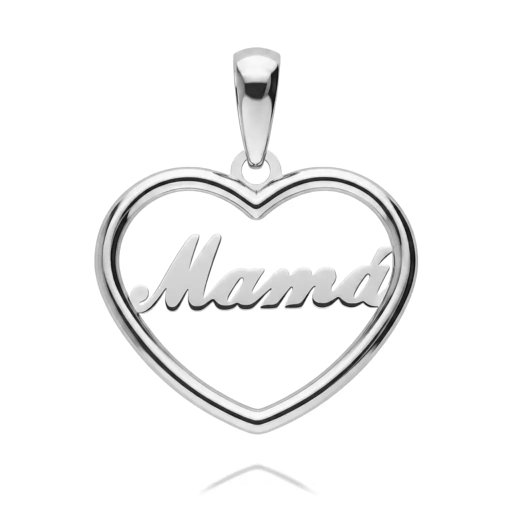 Colgante Corazón Mamá Oro Blanco