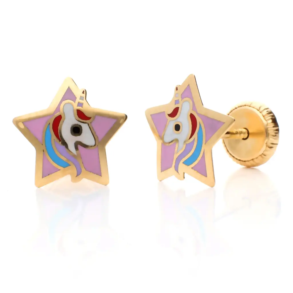 Pendientes Tuerca Estrella Unicornio