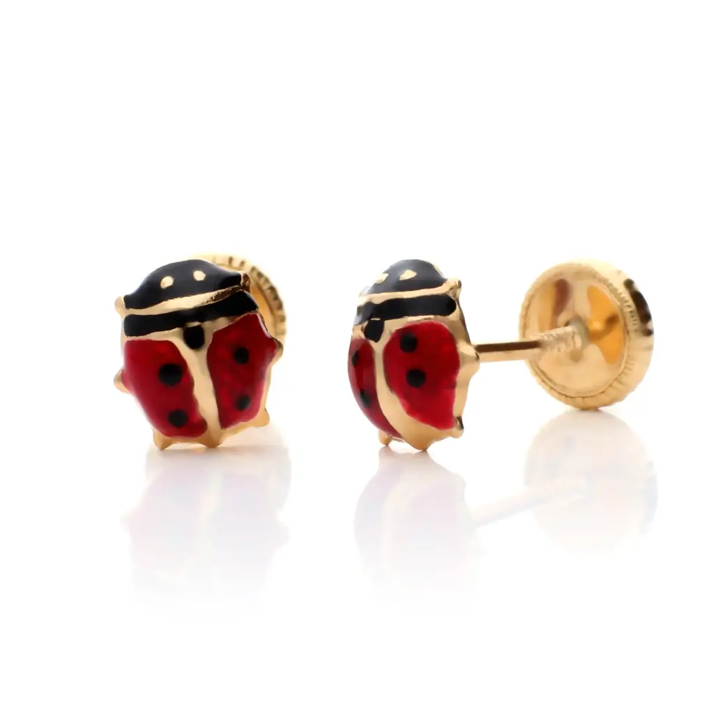 Pendientes Tuerca Mariquita Esmalte