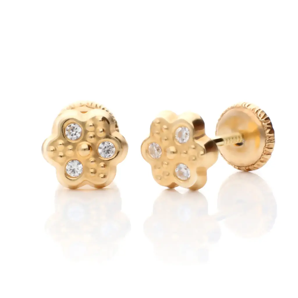 Pendientes Tuerca Flor Engaste