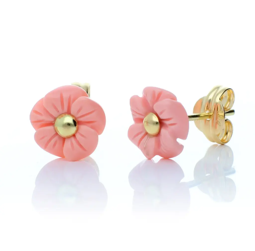 Pendientes Presión Flor Nácar Rosa
