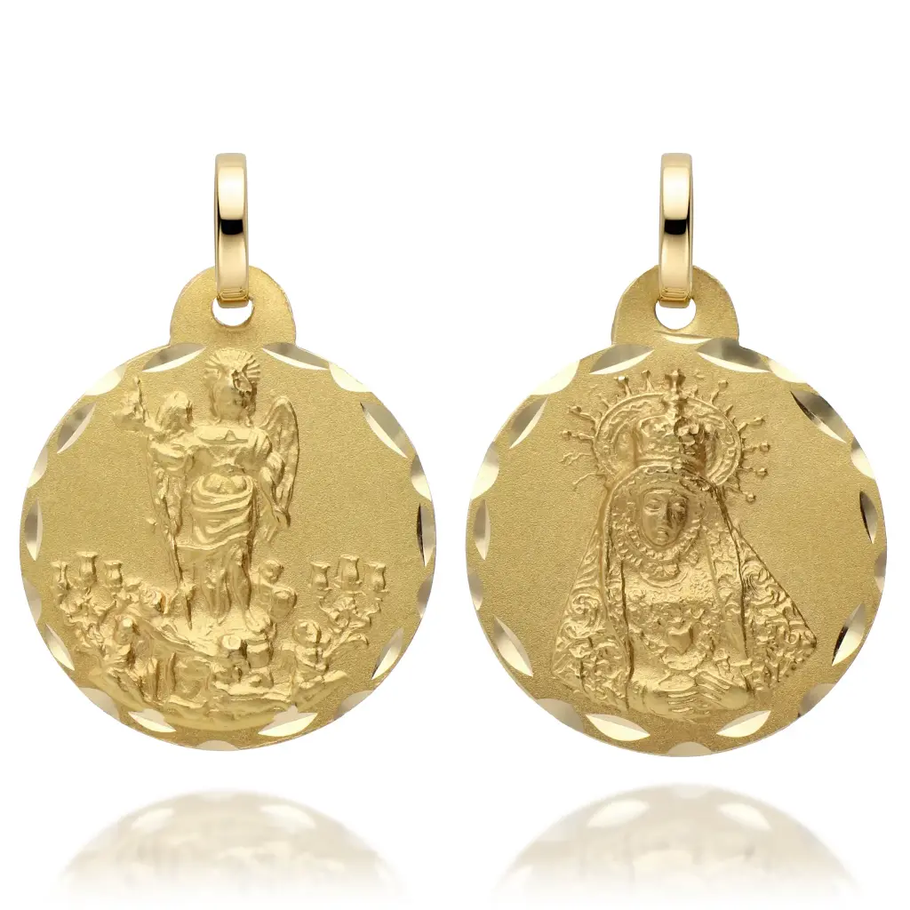 Medalla Escapulario San Rafael y Virgen Dolores Filo Talla