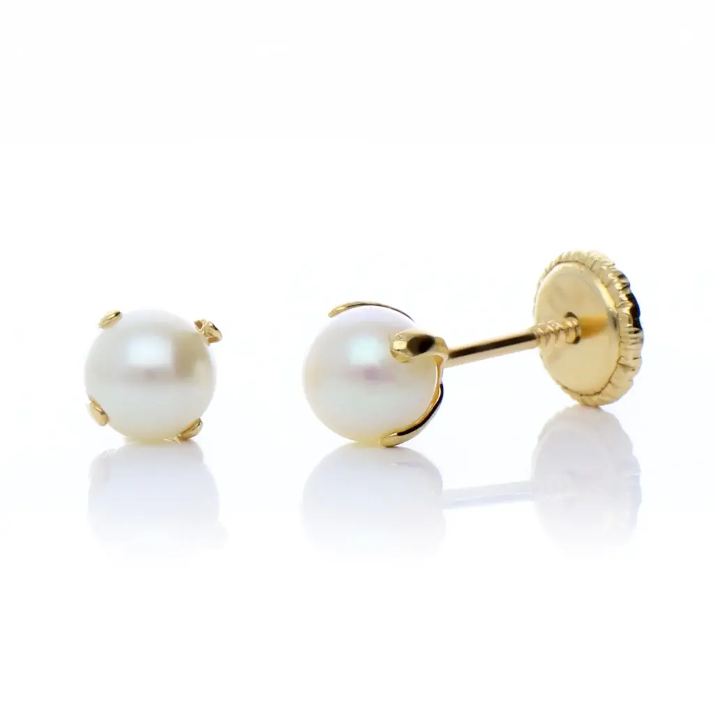 Pendientes Tuerca Perla 4 Patillas 