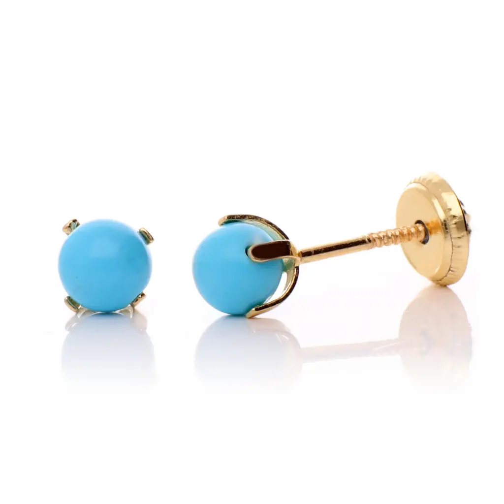 Pendientes Tuerca Turquesa 4 Patillas