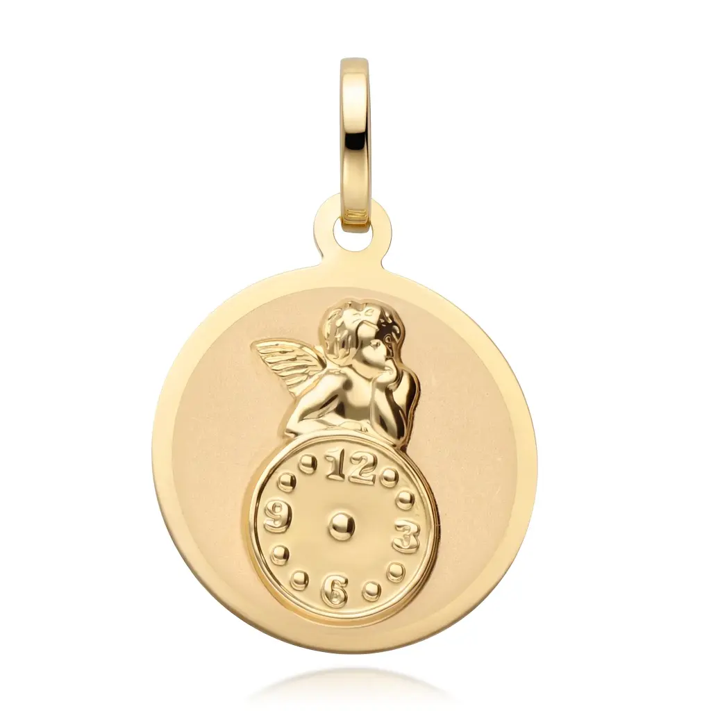 Medalla Angelote con reloj Redonda