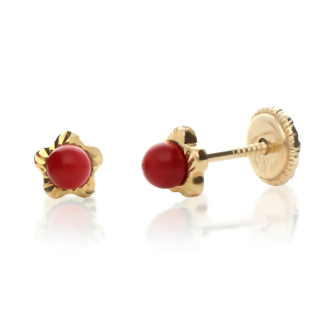 Pendientes Tuerca Coral Flor Talla