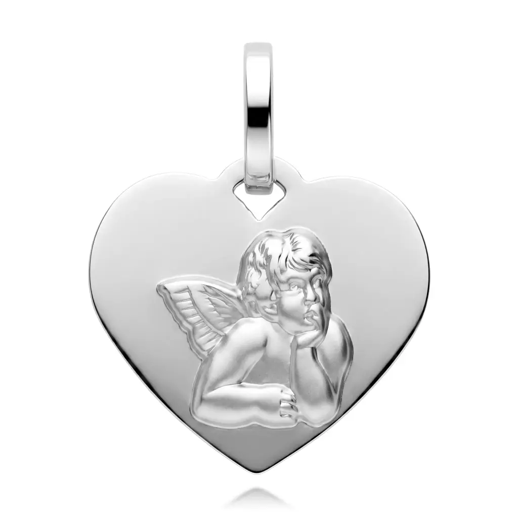 Medalla Angelote Corazón Oro Blanco