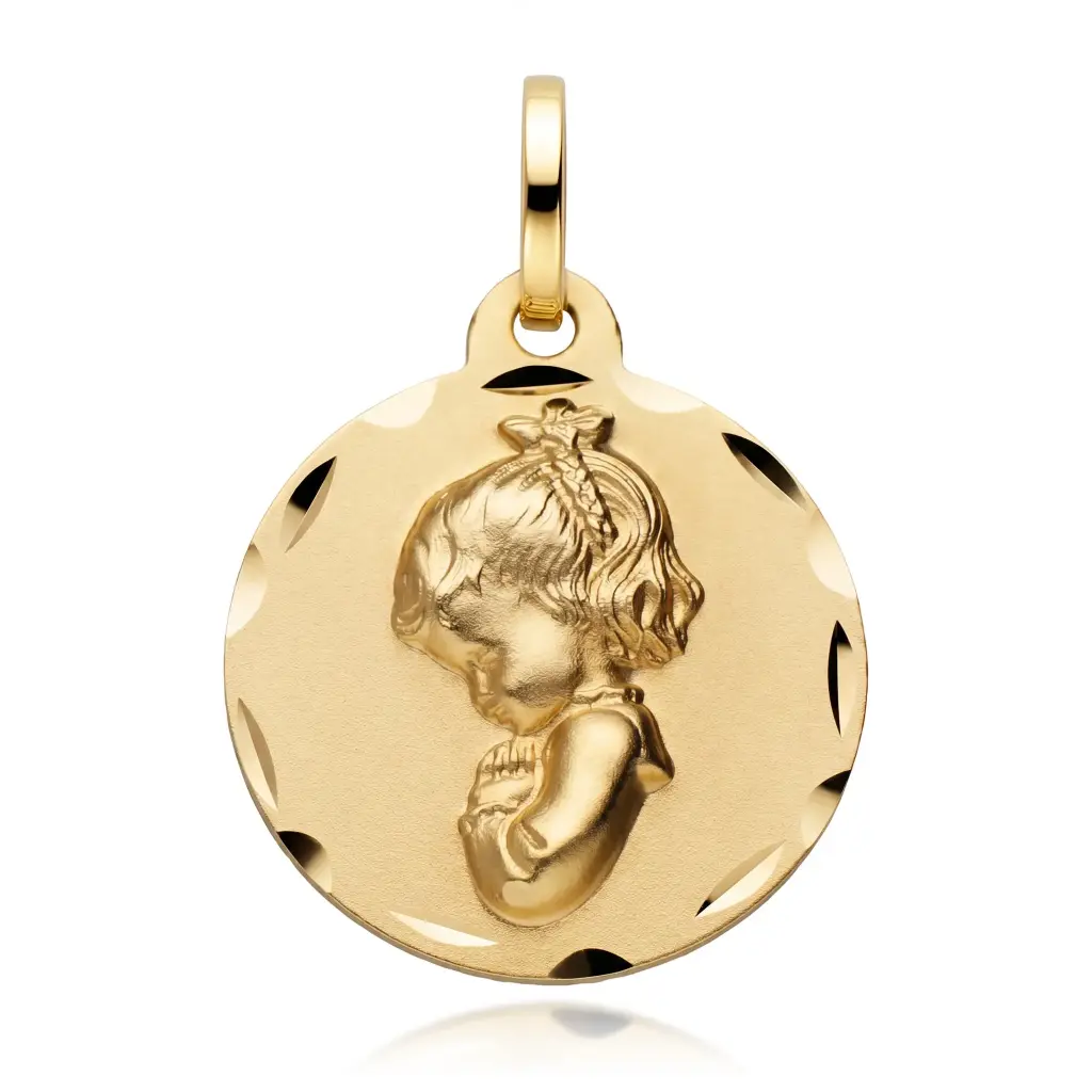Medalla Virgen Niña Redonda Talla