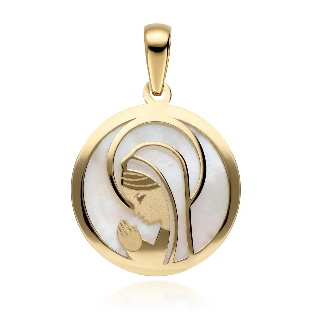 Medalla Virgen Niña Nácar Redonda 