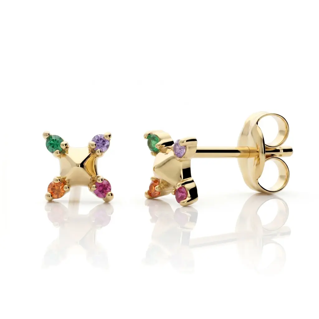 Pendientes Presión Cruz Color
