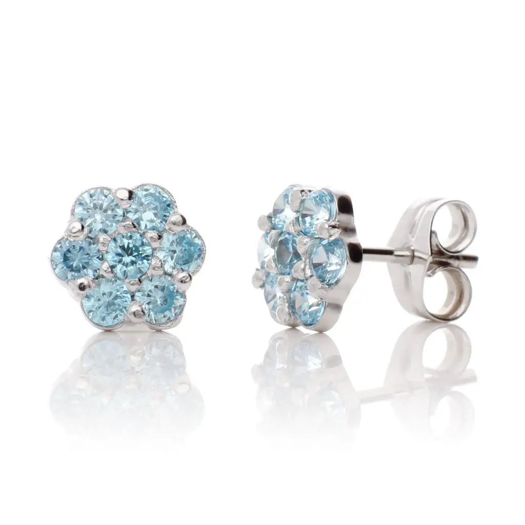 Pendientes Presión Engaste Oro Blanco 