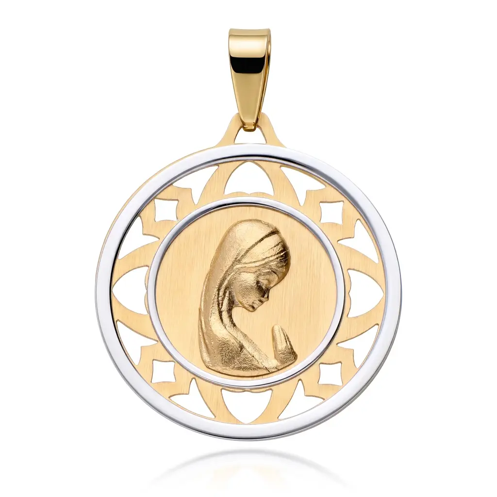 Medalla Virgen Niña Redonda Bicolor