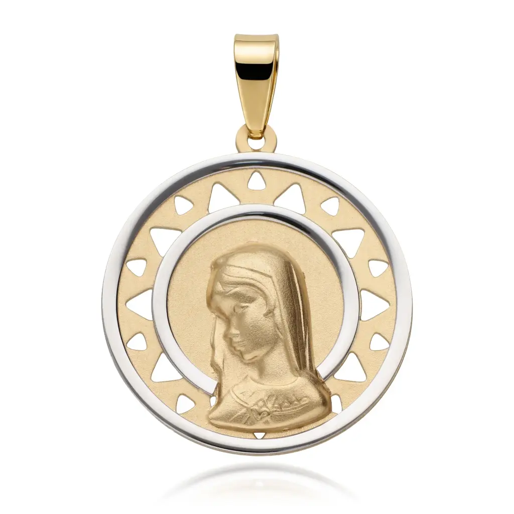 Medalla Virgen Niña Redonda Bicolor 