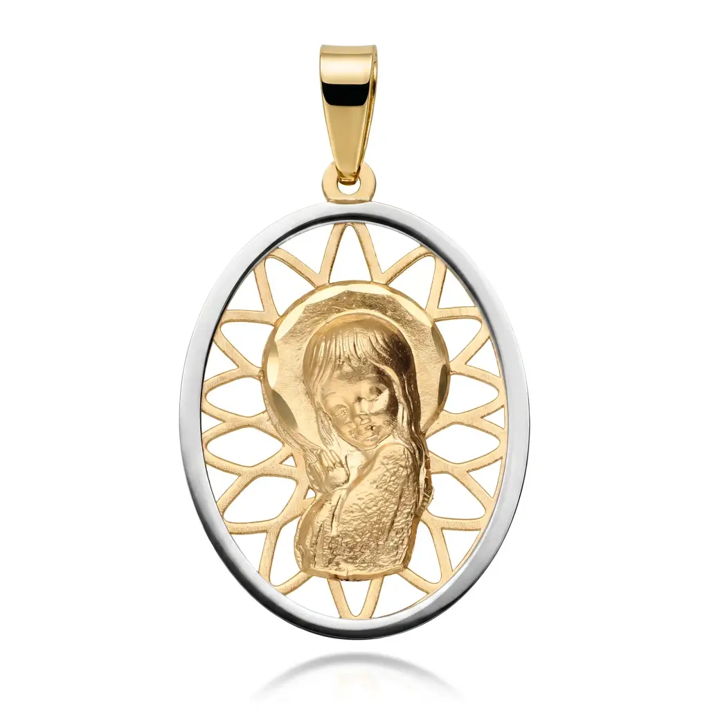 Medalla Virgen Niña Oval Bicolor 
