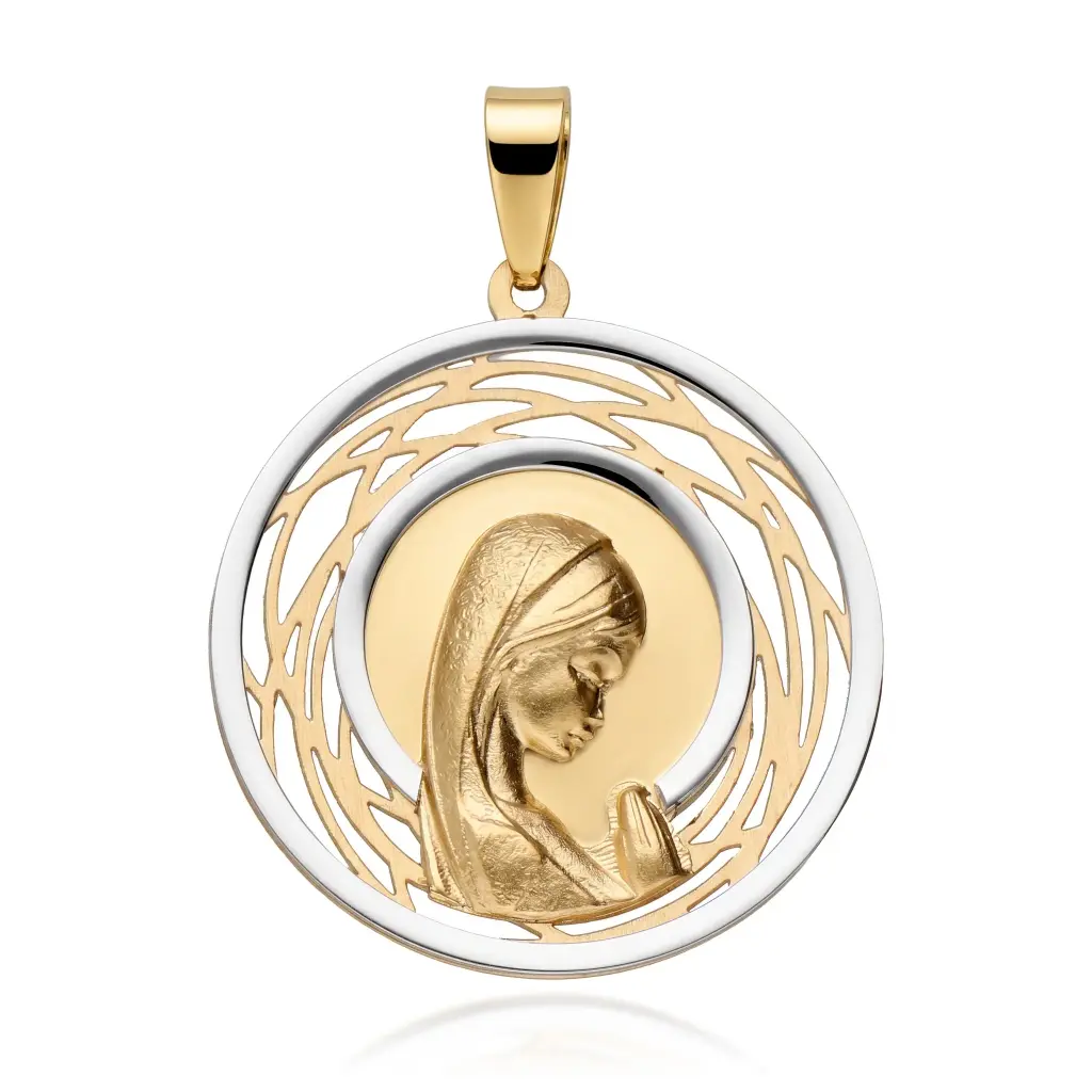 Medalla Virgen Niña Redonda Bicolor