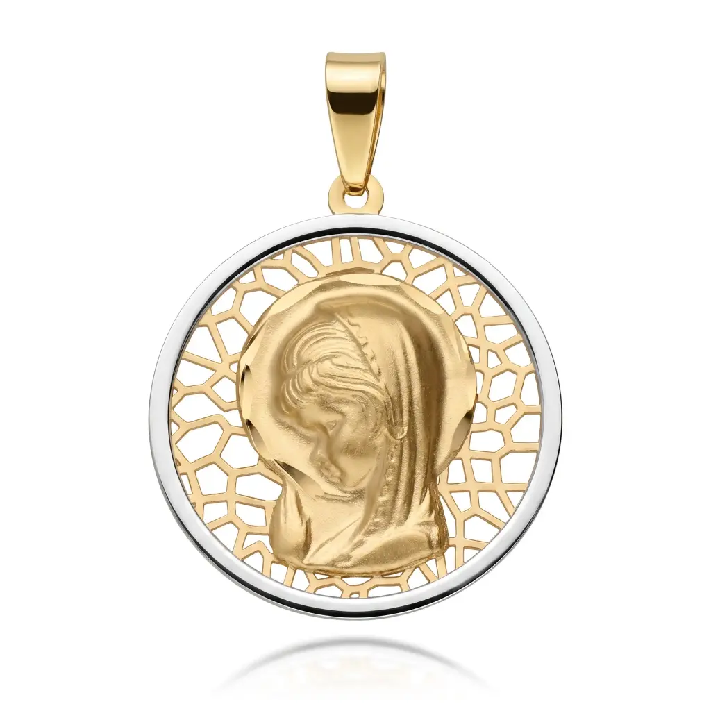 Medalla Virgen Niña Redonda Bicolor 