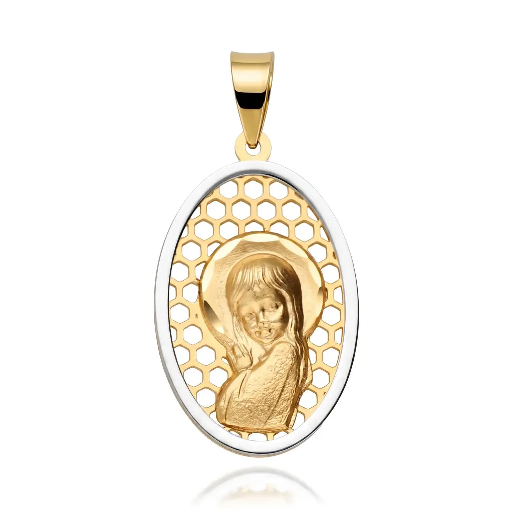 Medalla Virgen Niña Oval Bicolor