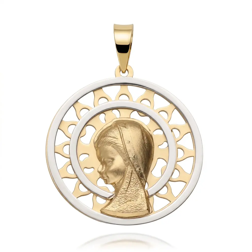 Medalla Virgen Niña Redonda Bicolor