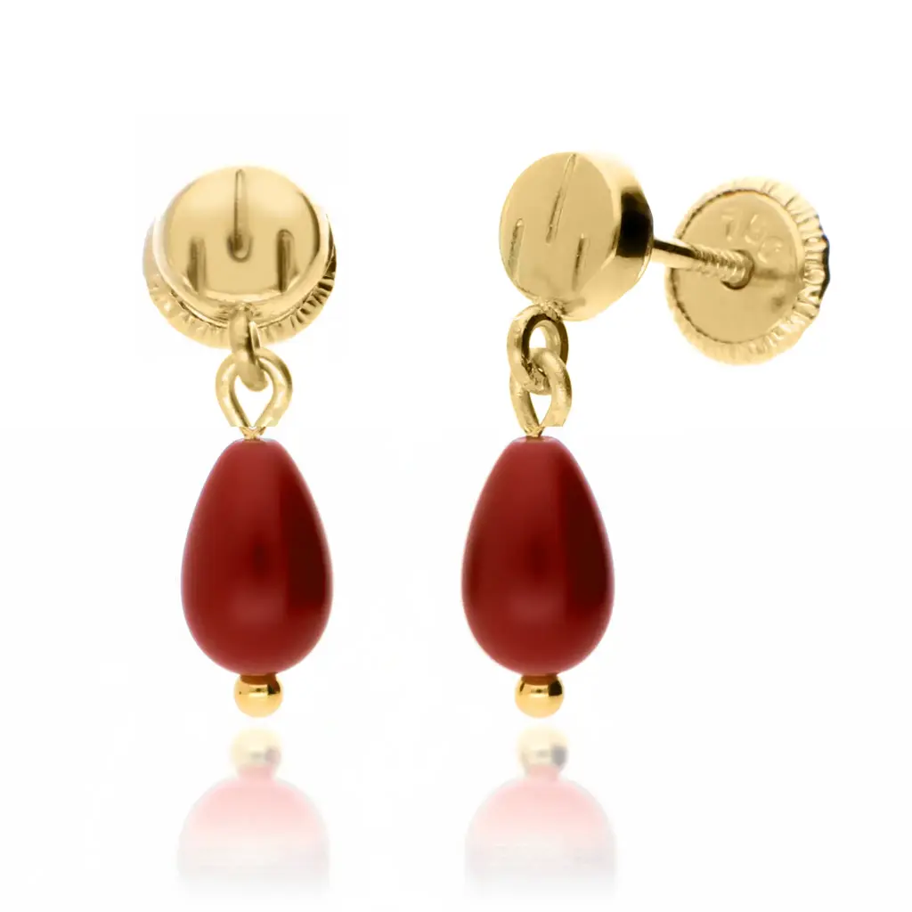 Pendientes Tuerca Lágrima Coral