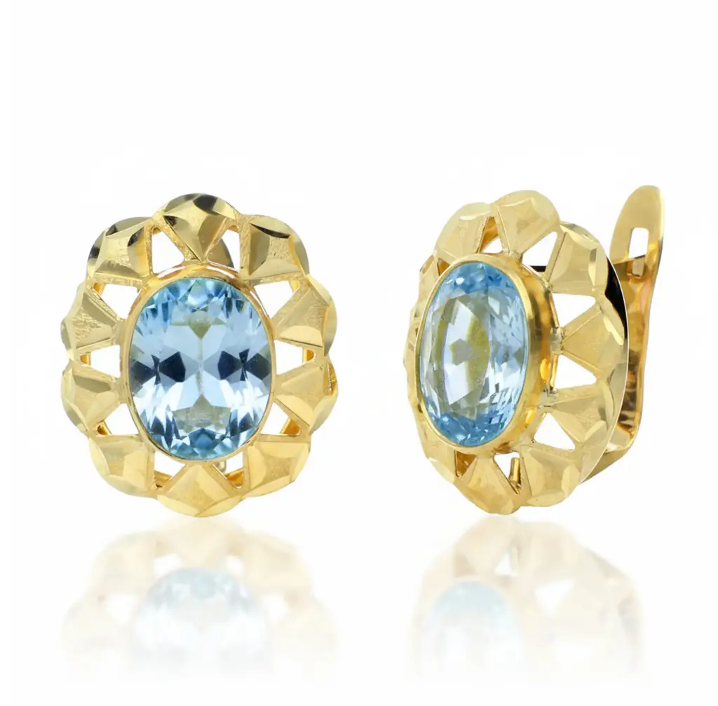 Pendientes Catalán Roseta Aguamarina