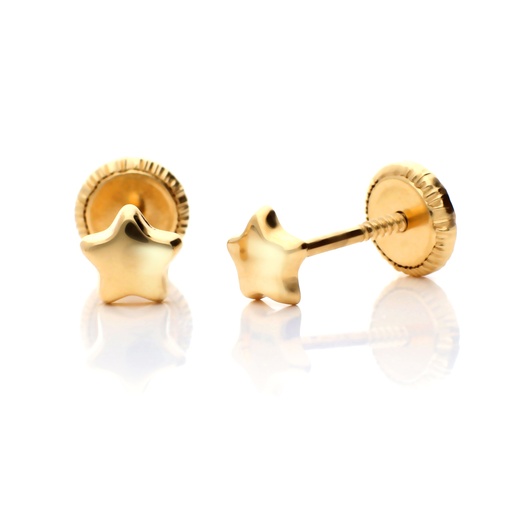 [7607] Pendientes Tuerca Estrella Oro Amarillo