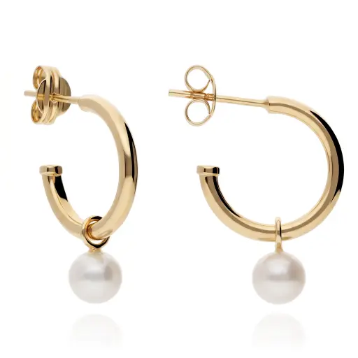 [7810] Pendientes Aros con Perla