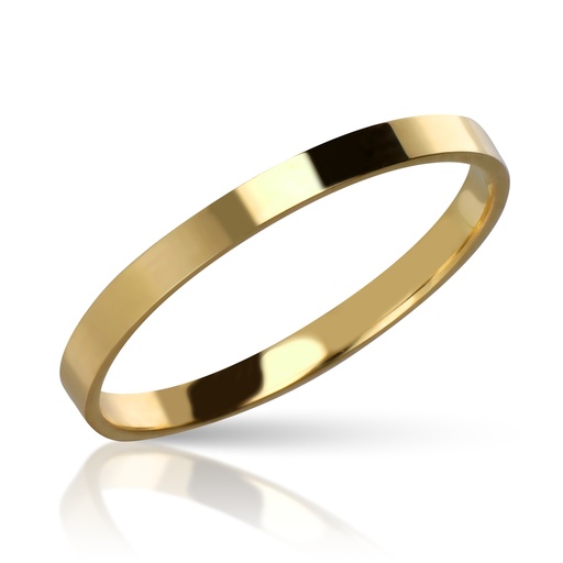[1001-2P] Alianza Lisa 2 mm Plana Oro amarillo