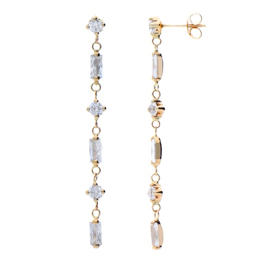 [7739] Pendientes Presión Largos Oro Amarillo