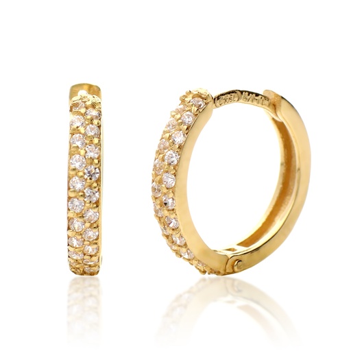 [7490] Pendientes Aros Circonitas Oro Amarillo