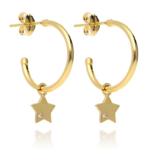 [7565] Pendientes Presión Aros con Estrellas