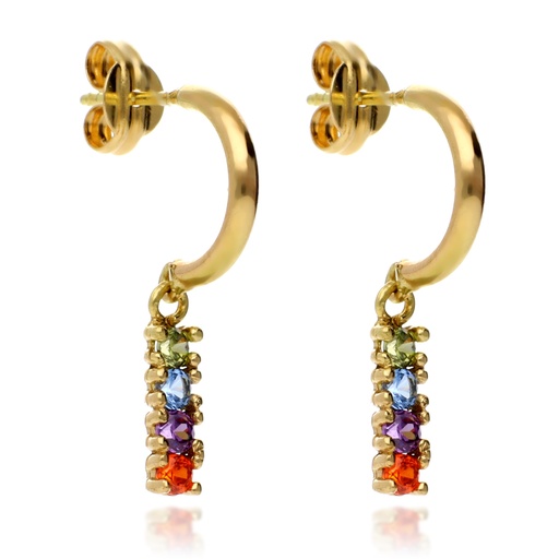 [8445] Pendientes Presión Aros Color