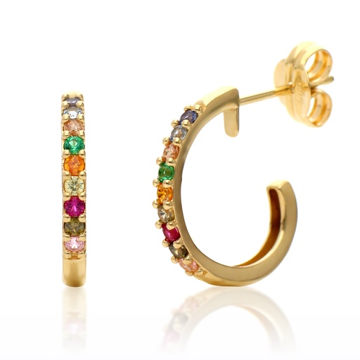 [8451] Pendientes Presión Aros Piedras Color