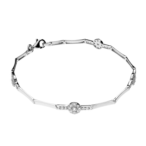 [5290-bl] Pulsera Engaste Oro Blanco