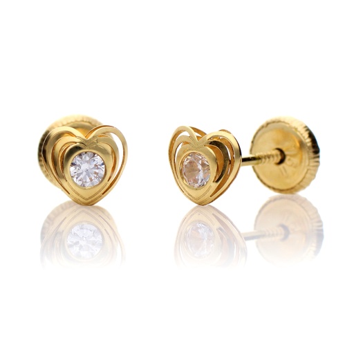 [8275] Pendientes Tuerca Corazón Oro Amarillo