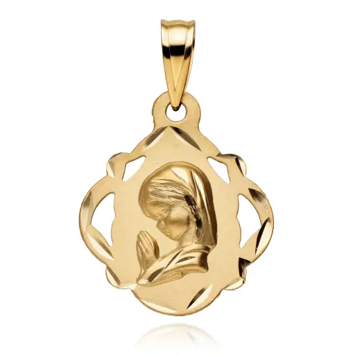 [6398] Medalla Virgen Niña Pandereta Calada