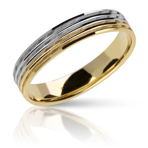 [V] Alianza Talla 4 mm Plana Oro Bicolor
