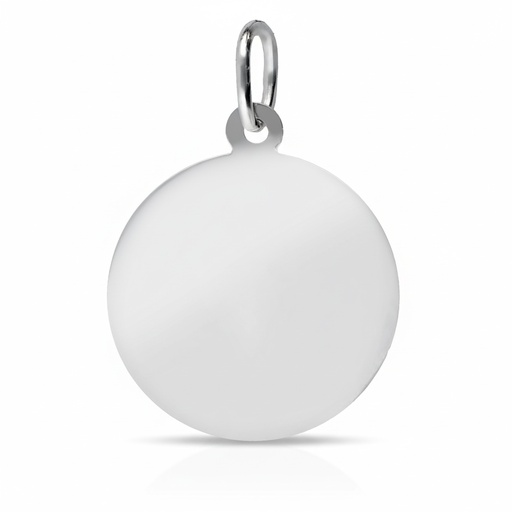 [6352 OBL] Colgante Disco Liso Oro Blanco