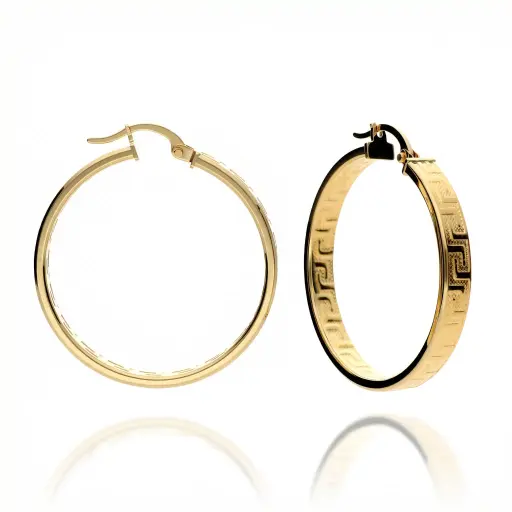 [7251] Pendientes Aros Fantasía Greca 4 mm