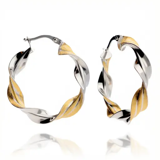[8277 BIC] Pendientes Aros Fantasía Oro Bicolor