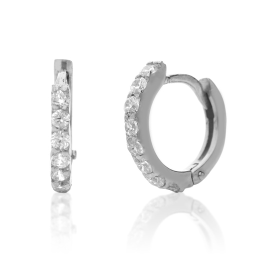 [7444] Pendientes Aro Engaste Oro Blanco