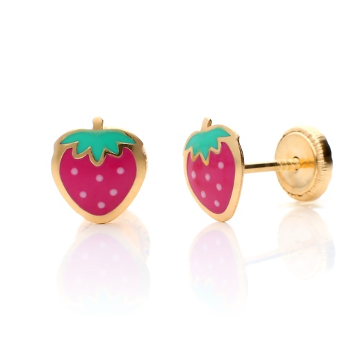 [7086] Pendientes Tuerca Esmalte Fresas