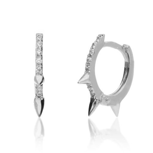 [7445] Pendientes Aros Circonitas Oro Blanco