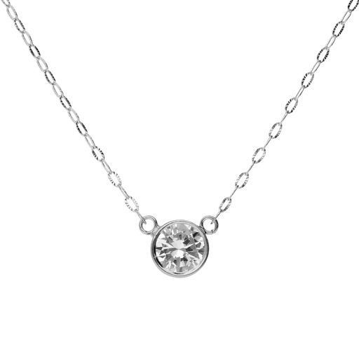 [10046 OBL] Gargantilla Chatón Oro Blanco